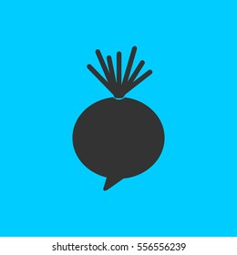Beet icon flat. Simple vector black pictogram on blue background