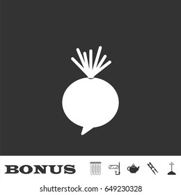 Beet icon flat. White pictogram on black background. Vector illustration symbol and bonus icons