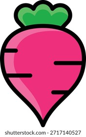 beet icon illustration design with filled outline, this is not made from any AI generation