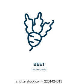 Beet icon. Linear vector illustration from thanksgiving collection. Outline beet icon vector. Thin line symbol for use on web and mobile apps, logo, print media.