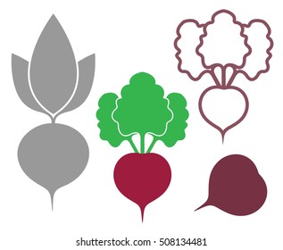 Beet icon set. Isolated beet on white background