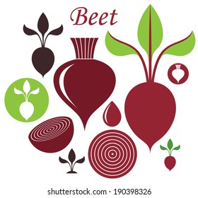 Beet icon set. Isolated beet root on white background. Vector illustration EPS10 