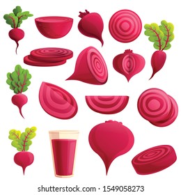Beet icons set. Cartoon set of beet vector icons for web design