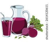Beet juice jug isolated vector illustration on white background