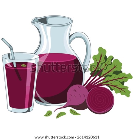 Beet juice jug isolated vector illustration on white background