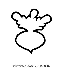Beet with leaves. Outline linear vector in minimal simple flat style. 