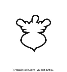Beet with leaves. Outline linear vector in minimal simple flat style. 