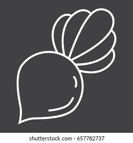 Beet line icon, vegetable and diet, vector graphics, a linear pattern on a black background, eps 10.