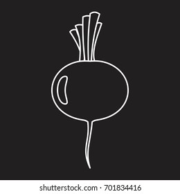 Beet outline icon vector illustration for design and web isolated on black background. Beet vector object for labels logos and advertising
