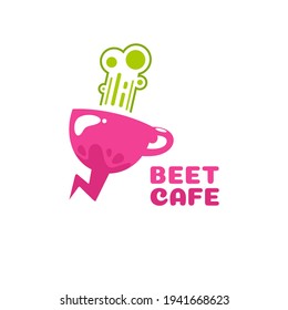 remolacha morada vegetal café taza diseño gráfico vectorial