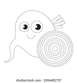 Beet Root cartoon. Colorless outlined illustration with thin line black stroke