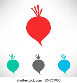 Beet root icon. Set of varicolored icons.