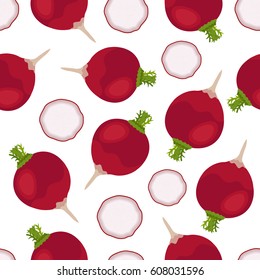 Beet seamless pattern. Natural healthy vegetable. Fresh beetroot. Cartoon flat style.