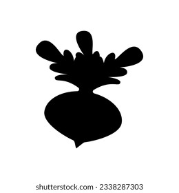 Beet silhouette with leaves. Vector in minimal simple flat style. 