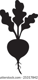 beet silhouette vector illustration refers to a simple, outline based graphic representation of a beet, typically created in a vector format