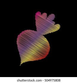 Beet simple sign. Coloful chalk effect on black backgound.