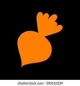 Beet simple sign. Orange icon on black background.