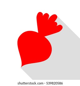 Beet simple sign. Red icon with flat style shadow path.