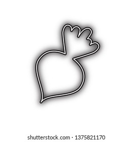 Beet simple sign. Vector. Double contour black icon with soft shadow at white background. Isolated.