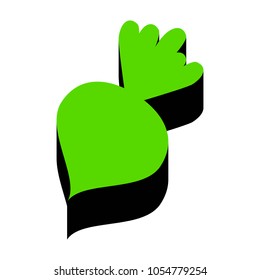 Beet simple sign. Vector. Green 3d icon with black side on white background. Isolated.