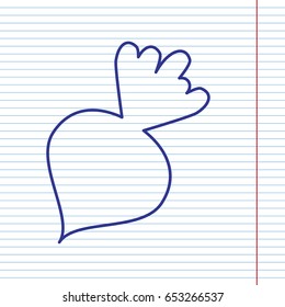 Beet simple sign. Vector. Navy line icon on notebook paper as background with red line for field.