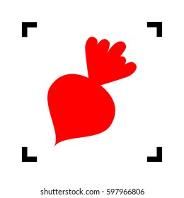 Beet simple sign. Vector. Red icon inside black focus corners on white background. Isolated.