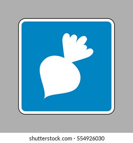 Beet simple sign. White icon on blue sign as background.