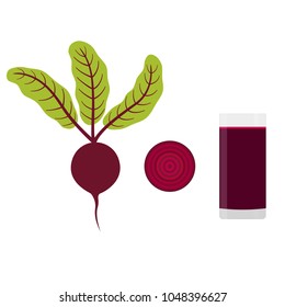 Beet. Slice of beet. Beet juice. Vector Illustration.