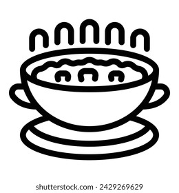 Icono de sopa de remolacha vector de contorno. Borsch ucraniano. Plato vegetariano tradicional