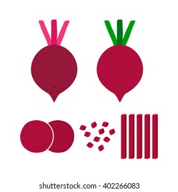 Beet vegetable icon logo pattern design. Fresh vegetarian concept chopped beets. Flat vector illustration