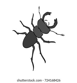Beetle, arthropodous insect. A beetle with claws single icon in monochrome style vector symbol stock isometric illustration web.