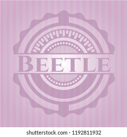 Beetle badge with pink background