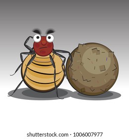 beetle with balloon, cartoon character, vector image, flat style