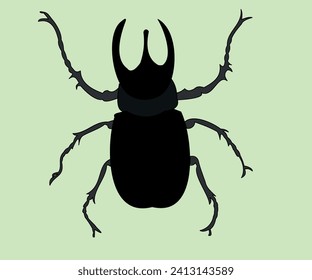 El escarabajo es negro. Un insecto con seis patas, una cabeza, antenas y una concha. El dibujo puede utilizarse como logotipo.