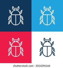 Beetle blue and red four color minimal icon set