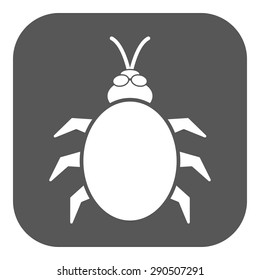 The beetle and bug icon. Acarid, insect, virus symbol. Flat Vector illustration. Button