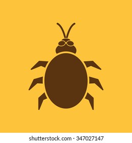 The beetle and bug icon. Acarid, insect, virus symbol. Flat Vector illustration