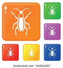 Beetle bug icons set collection vector 6 color isolated on white background