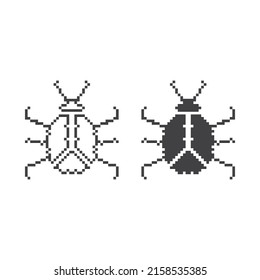 Escarabajo, insecto, plaga de insectos. Icono de vector de 8 bits de arte de píxeles