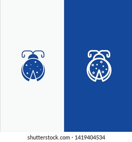 Beetle, Bug, Ladybird, Ladybug Line and Glyph Solid icon Blue banner Line and Glyph Solid icon Blue banner