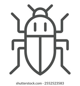 Beetle bug line icon, pest control concept. Vector graphics. Forest pest bug sign on white background, outline style icon for mobile or web design