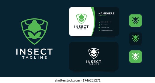 Beetle bug logo design with business card template. Logo can be used for animal business, security, dan business company