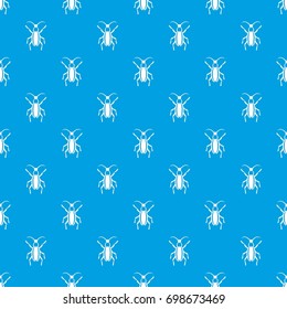 Beetle bug pattern repeat seamless in blue color for any design. Vector geometric illustration