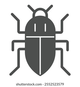 Beetle bug solid icon, pest control concept. Vector graphics. Forest pest bug sign on white background, glyph style icon for mobile or web design