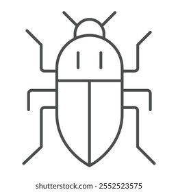 Beetle bug thin line icon, pest control concept. Vector graphics. Forest pest bug sign on white background, outline style icon for mobile or web design