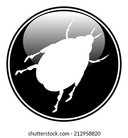 Beetle button on white background. Vector illustration.