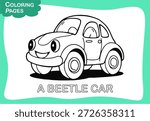 A beetle car cute and funny for coloring pages vector design illustration 
