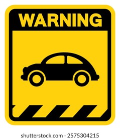 Beetle Car Warning Sign, Vector Illustration, Isolate On White Background Label.EPS10