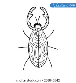 beetle cartoon bug, insect icon. vector illustration.