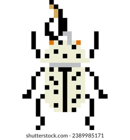 Beetle cartoon icon in pixel style